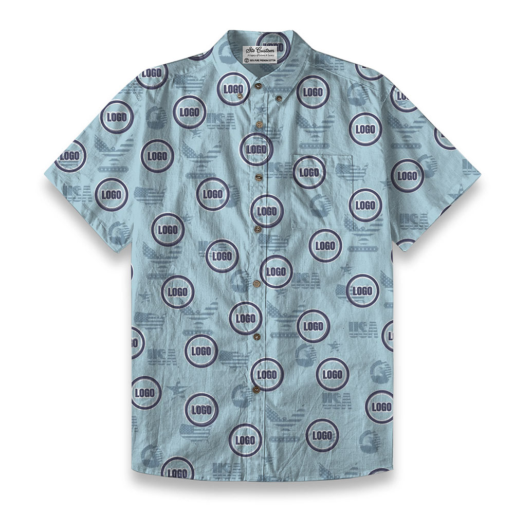 Proud US Custom Logo Or Face Men's Hawaiian Premium Shirt Proud US Custom Logo Or Face Men's Hawaiian Premium Shirt