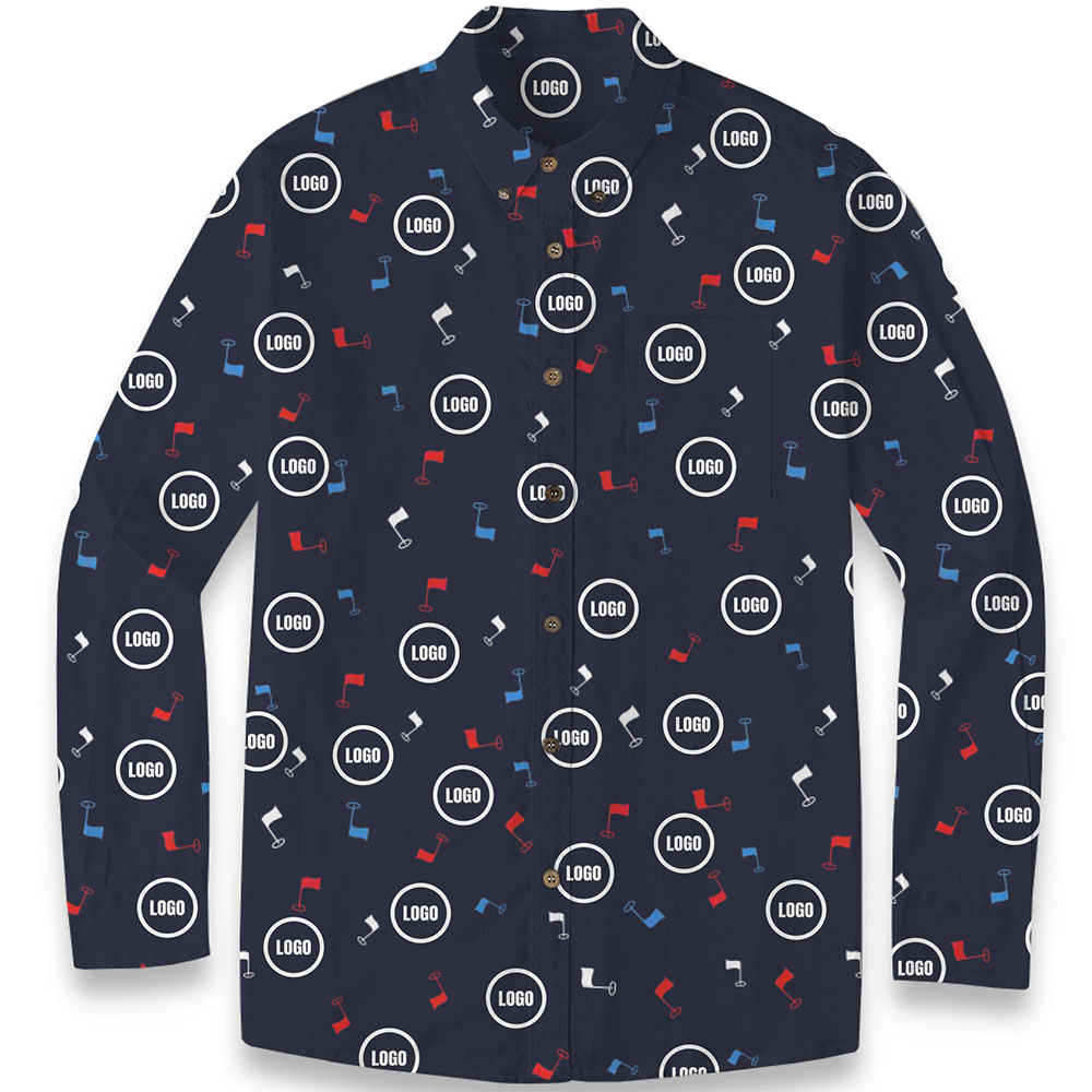 Custom Company Logo Men's Hawaiian LS Shirt Custom Company Logo Men's Hawaiian LS Shirt