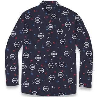 Custom Company Logo Men's Hawaiian LS Shirt