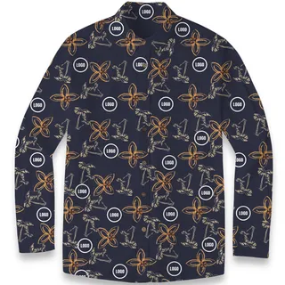 Custom Company Logo Men's Hawaiian Premium Cotton LS Shirt