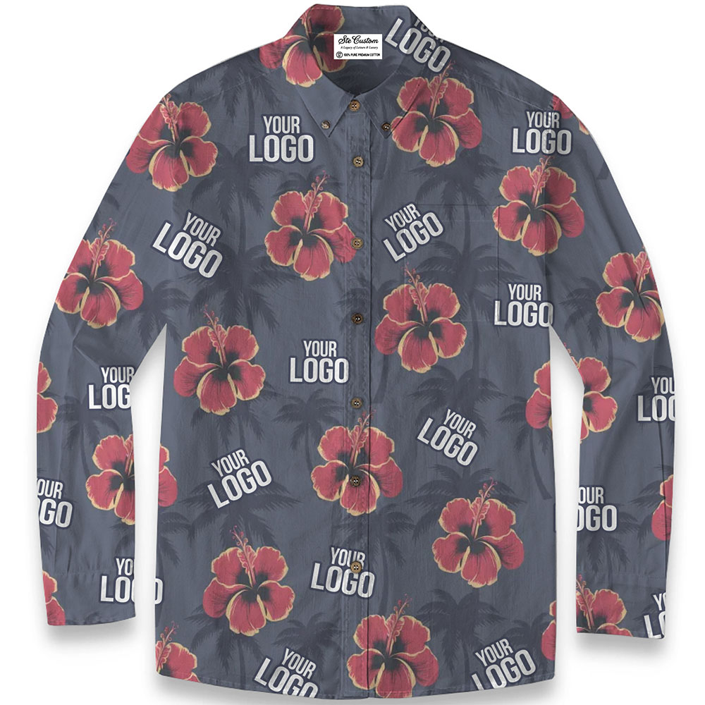 Sunset Hibiscus – Premium Cotton Long Sleeve Shirt Sunset Hibiscus – Premium Cotton Long Sleeve Shirt