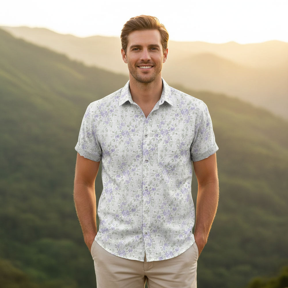 Ste™ Botanical Heritage Custom Premium Stand Collar Shirt Ste™ Botanical Heritage Custom Premium Stand Collar Shirt