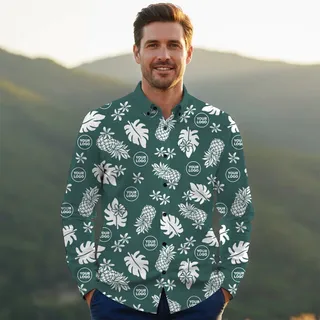 Ste™ Signature Pineapple Premium Hawaiian Long Sleeve Shirt