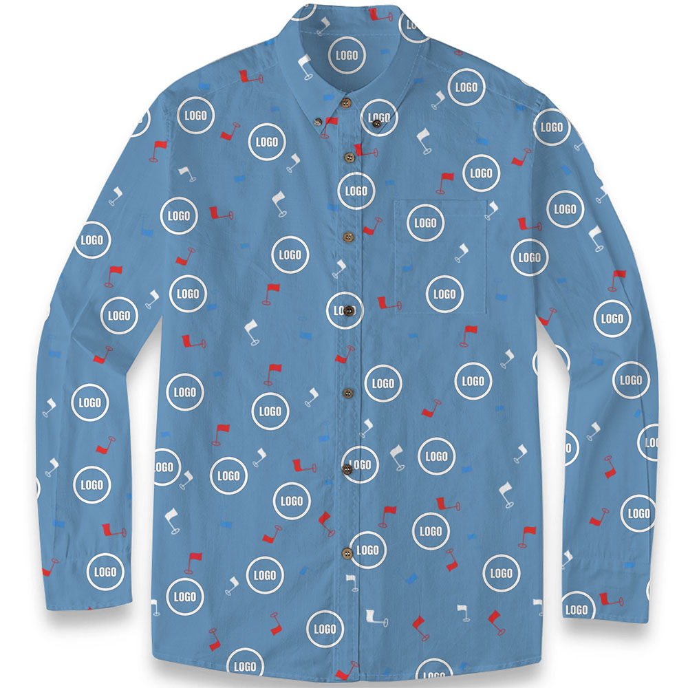 Custom Company Logo Men's Hawaiian LS Shirt Custom Company Logo Men's Hawaiian LS Shirt