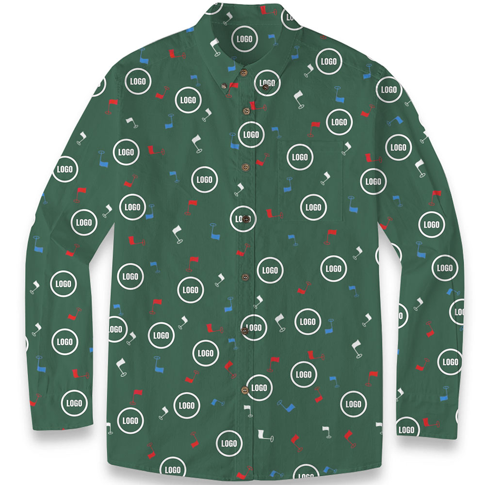 Custom Company Logo Men's Hawaiian LS Shirt Custom Company Logo Men's Hawaiian LS Shirt