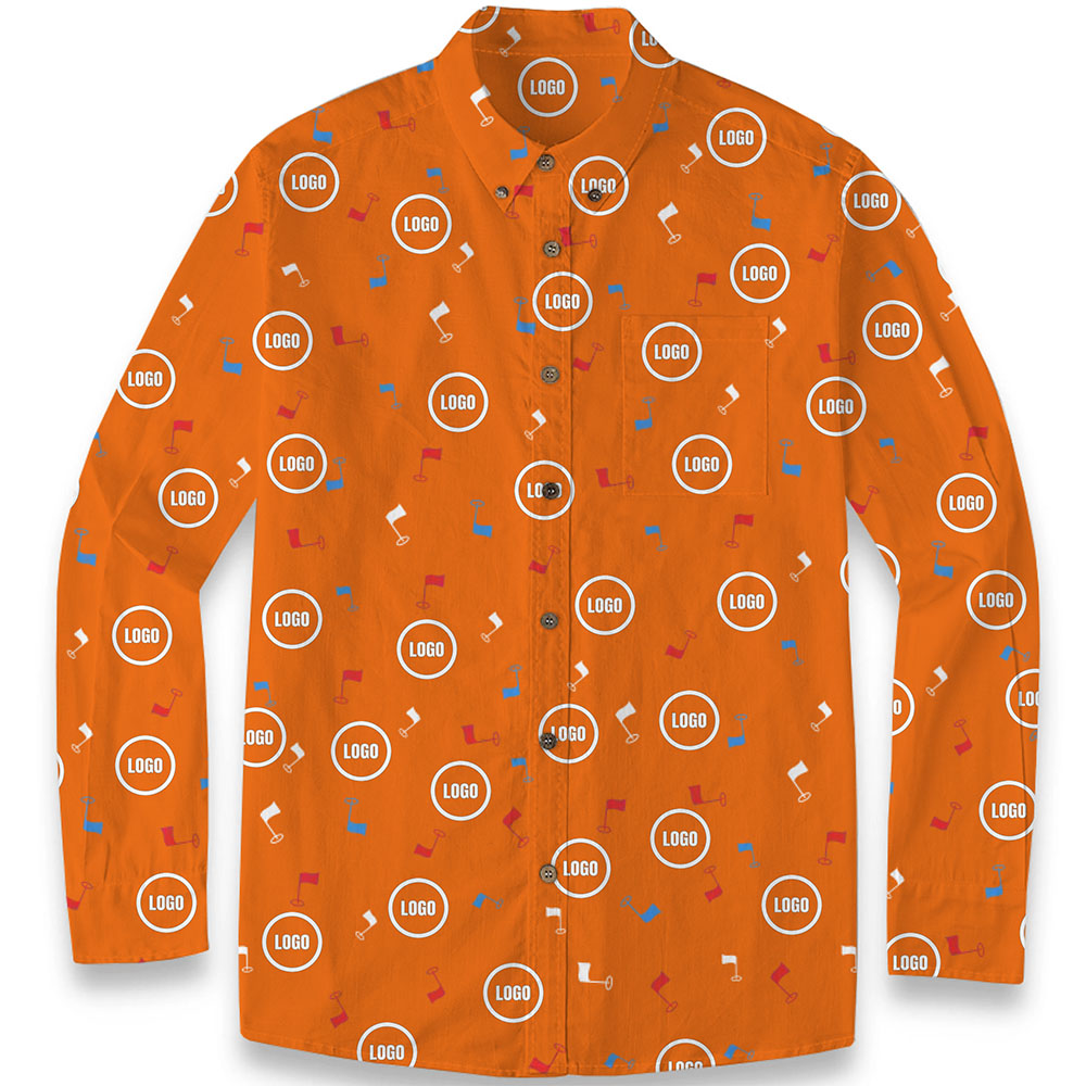 Custom Company Logo Men's Hawaiian LS Shirt Custom Company Logo Men's Hawaiian LS Shirt