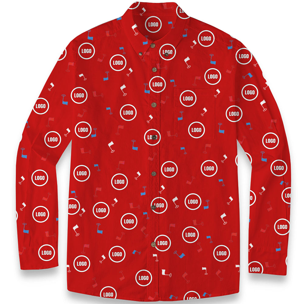 Custom Company Logo Men's Hawaiian LS Shirt Custom Company Logo Men's Hawaiian LS Shirt