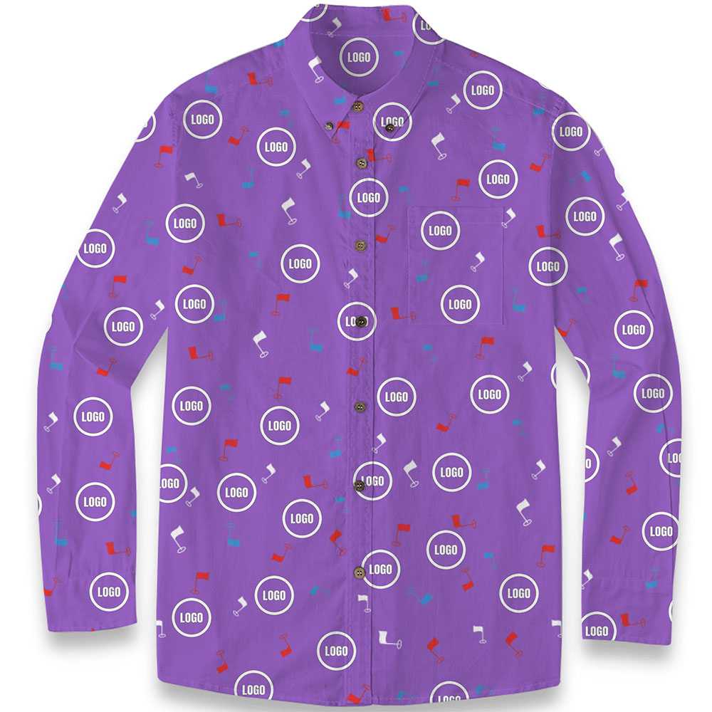 Custom Company Logo Men's Hawaiian LS Shirt Custom Company Logo Men's Hawaiian LS Shirt