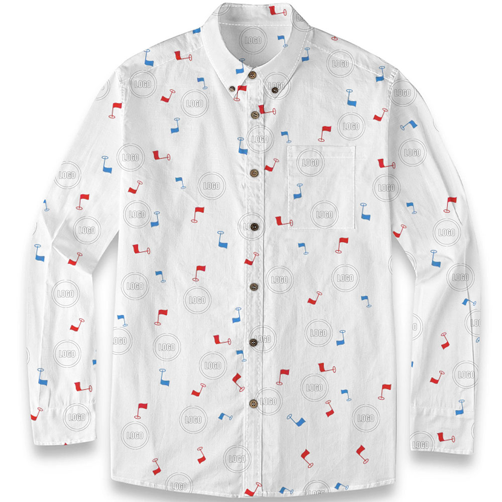 Custom Company Logo Men's Hawaiian LS Shirt Custom Company Logo Men's Hawaiian LS Shirt