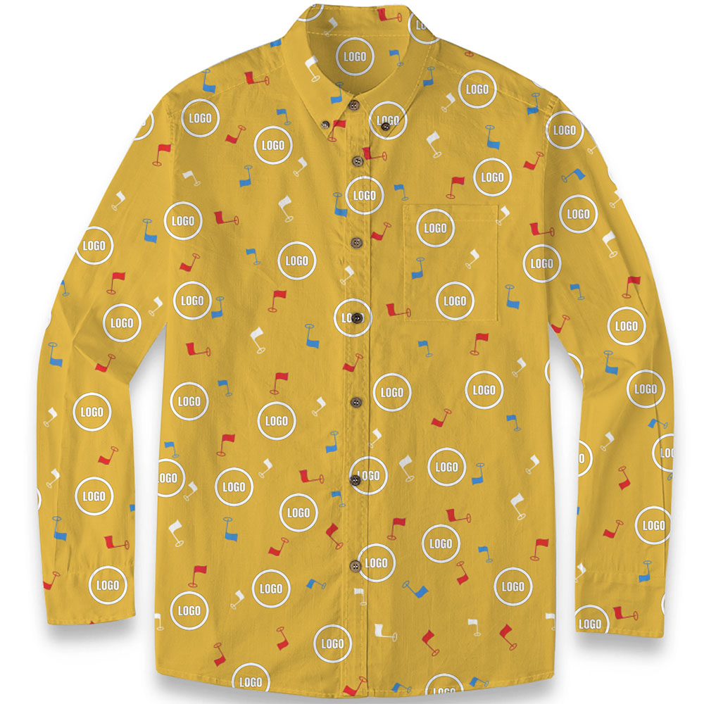 Custom Company Logo Men's Hawaiian LS Shirt Custom Company Logo Men's Hawaiian LS Shirt