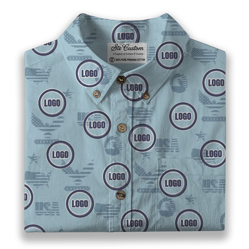 Proud US Custom Logo Men's Hawaiian LS Shirt Proud US Custom Logo Men's Hawaiian LS Shirt