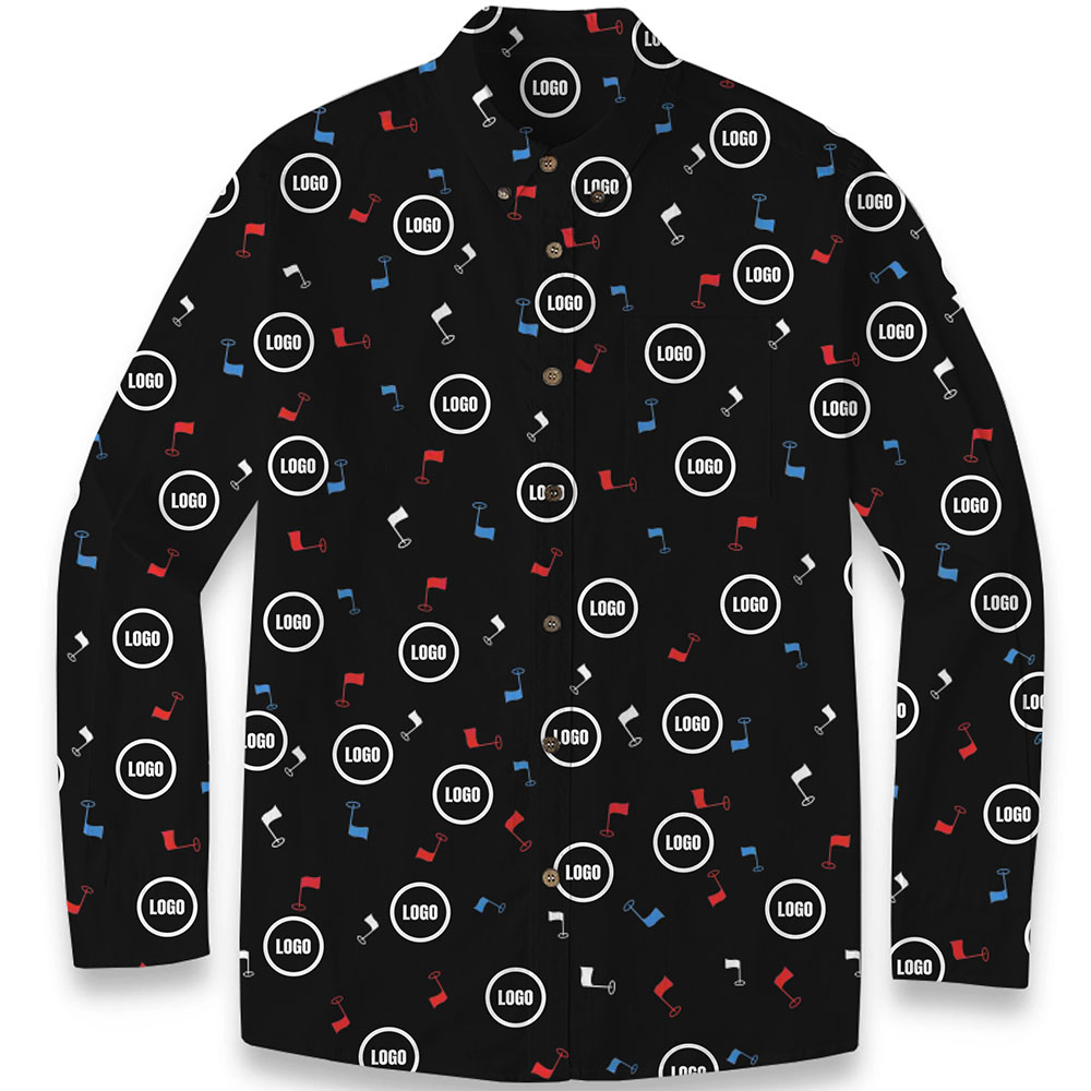 Custom Company Logo Men's Hawaiian LS Shirt Custom Company Logo Men's Hawaiian LS Shirt