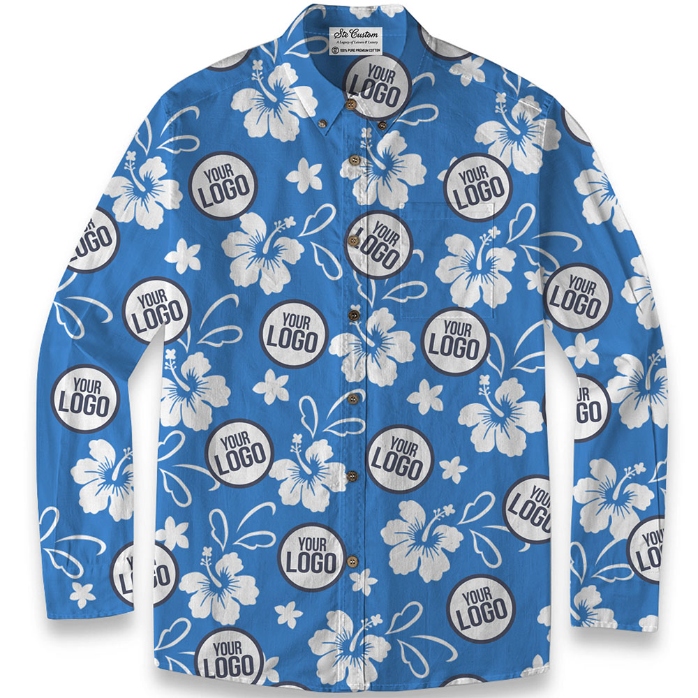 Azure Hibiscus – Premium Cotton Long Sleeve Shirt Azure Hibiscus – Premium Cotton Long Sleeve Shirt