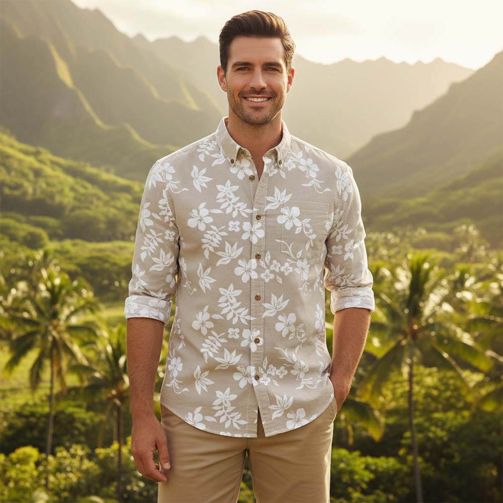 Ste™ Custom Logo Premium Hawaiian Long-Sleeve Shirt