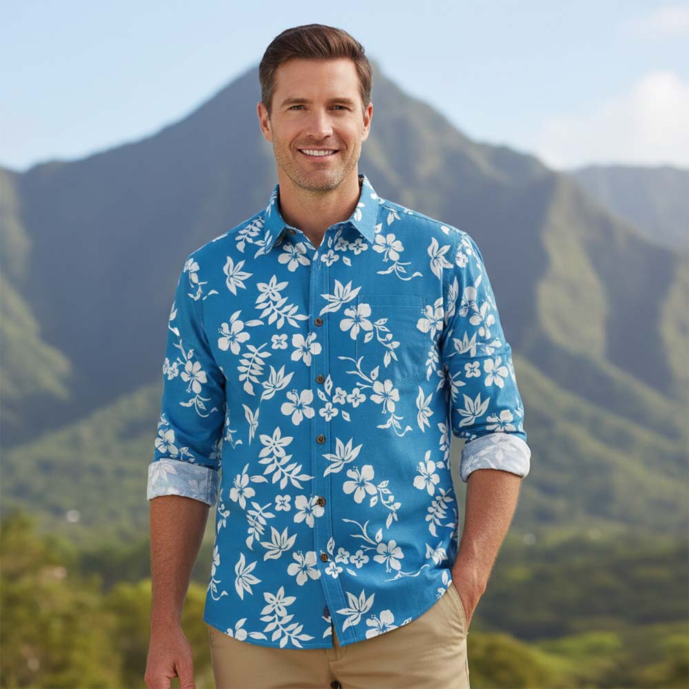 Ste™ Custom Logo Premium Hawaiian Long-Sleeve Shirt