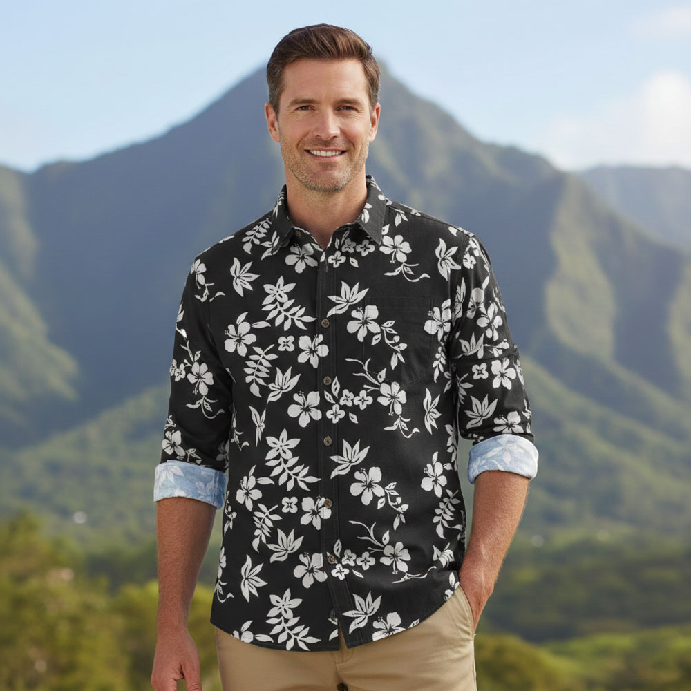 Ste™ Custom Logo Premium Hawaiian Long-Sleeve Shirt