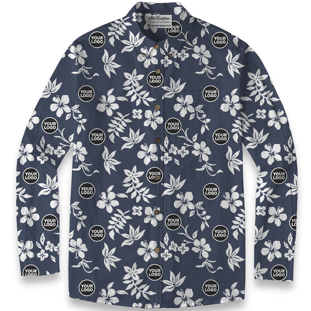 Ste™ Custom Logo Premium Hawaiian Long-Sleeve Shirt