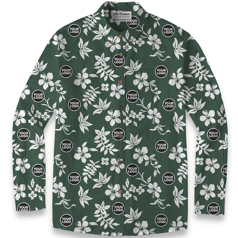Ste™ Custom Logo Premium Hawaiian Long-Sleeve Shirt