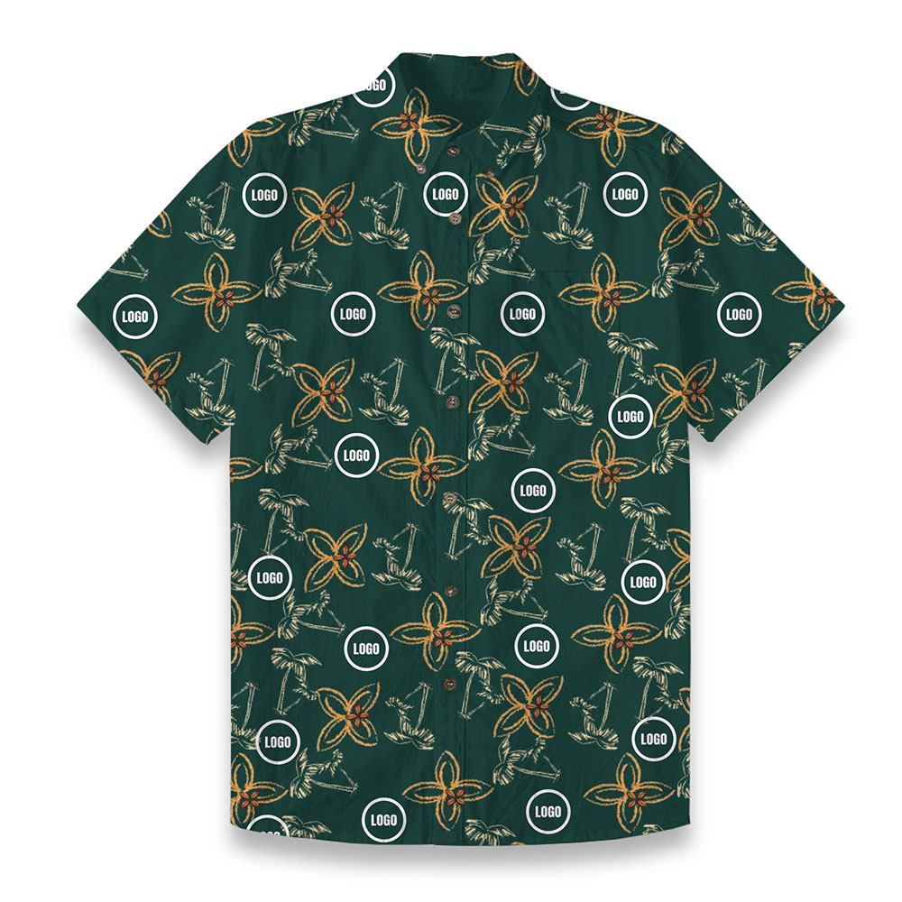 Custom Company Logo Men's Hawaiian Cotton Shirt Custom Company Logo Men's Hawaiian Cotton Shirt