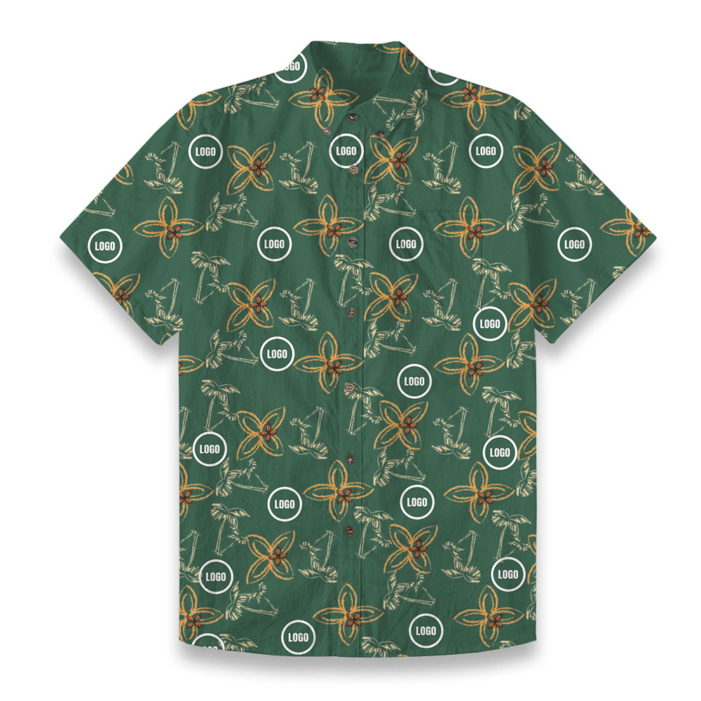Custom Company Logo Men's Hawaiian Cotton Shirt Custom Company Logo Men's Hawaiian Cotton Shirt