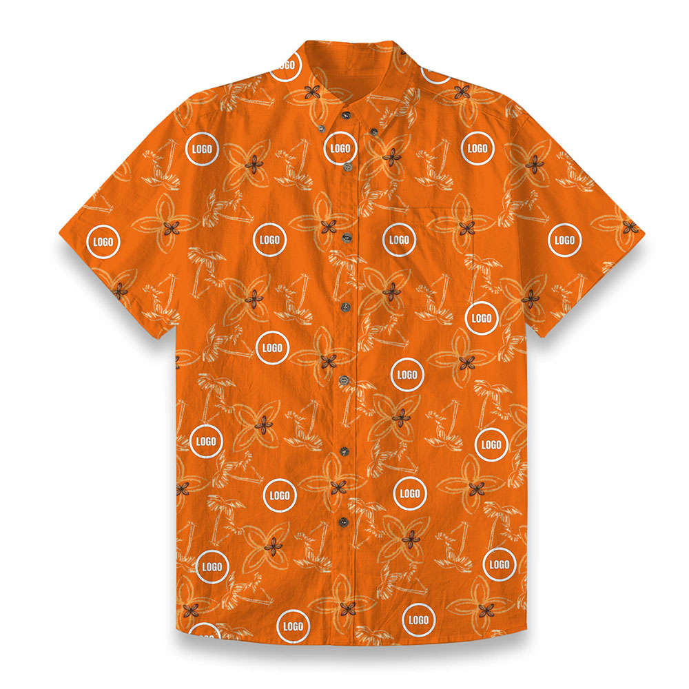 Custom Company Logo Men's Hawaiian Cotton Shirt Custom Company Logo Men's Hawaiian Cotton Shirt