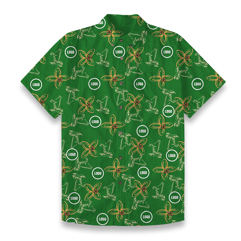 Custom Company Logo Men's Hawaiian Cotton Shirt Custom Company Logo Men's Hawaiian Cotton Shirt