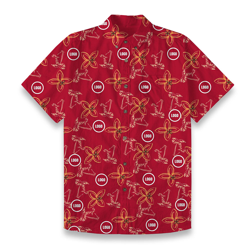 Custom Company Logo Men's Hawaiian Cotton Shirt Custom Company Logo Men's Hawaiian Cotton Shirt