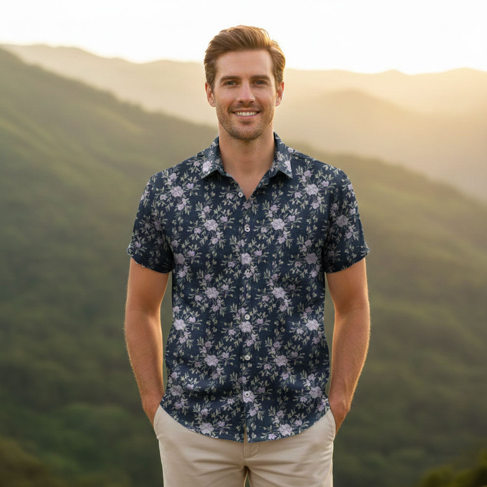 Ste™ Botanical Heritage Custom Premium Stand Collar Shirt Ste™ Botanical Heritage Custom Premium Stand Collar Shirt
