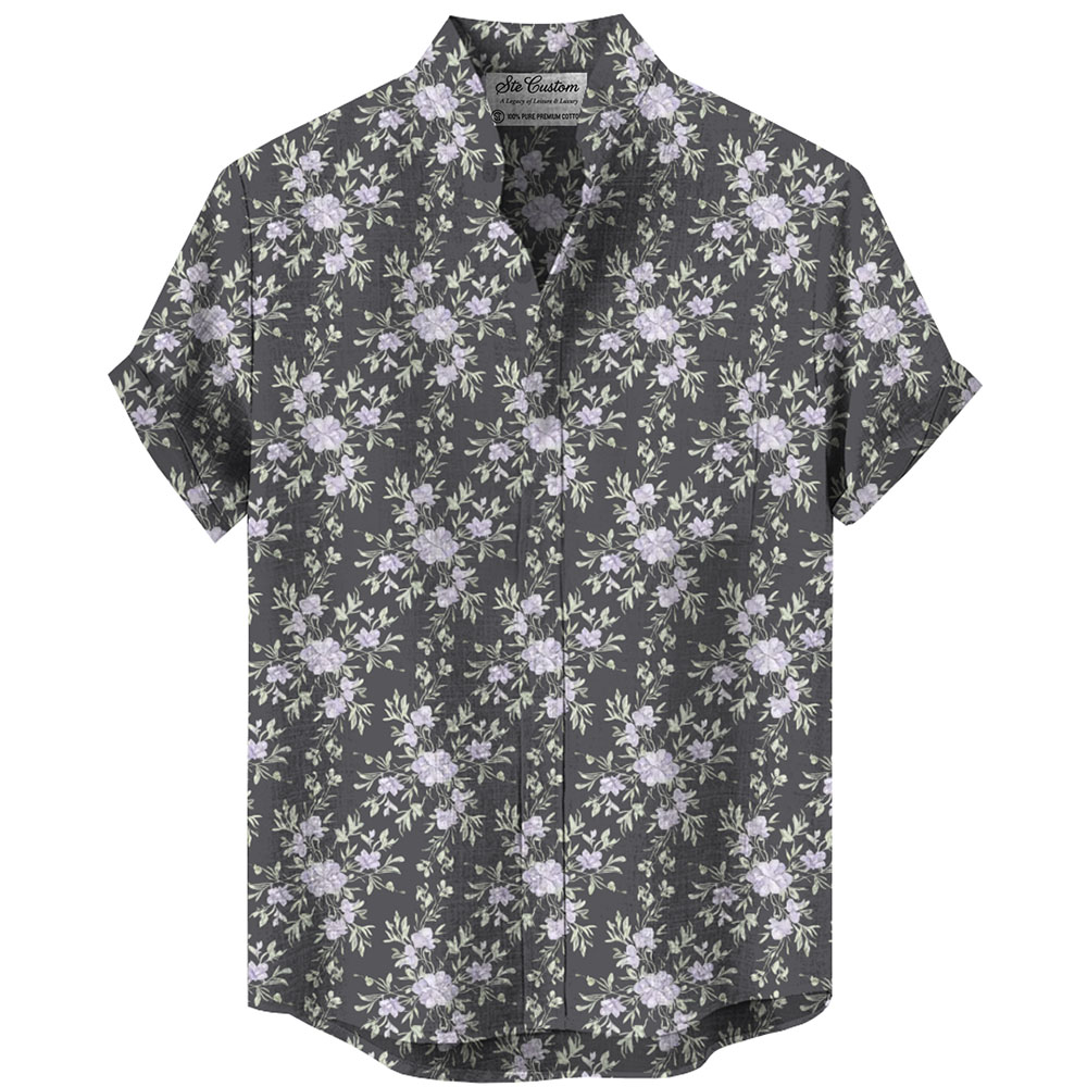 Ste™ Botanical Heritage Custom Premium Stand Collar Shirt Ste™ Botanical Heritage Custom Premium Stand Collar Shirt