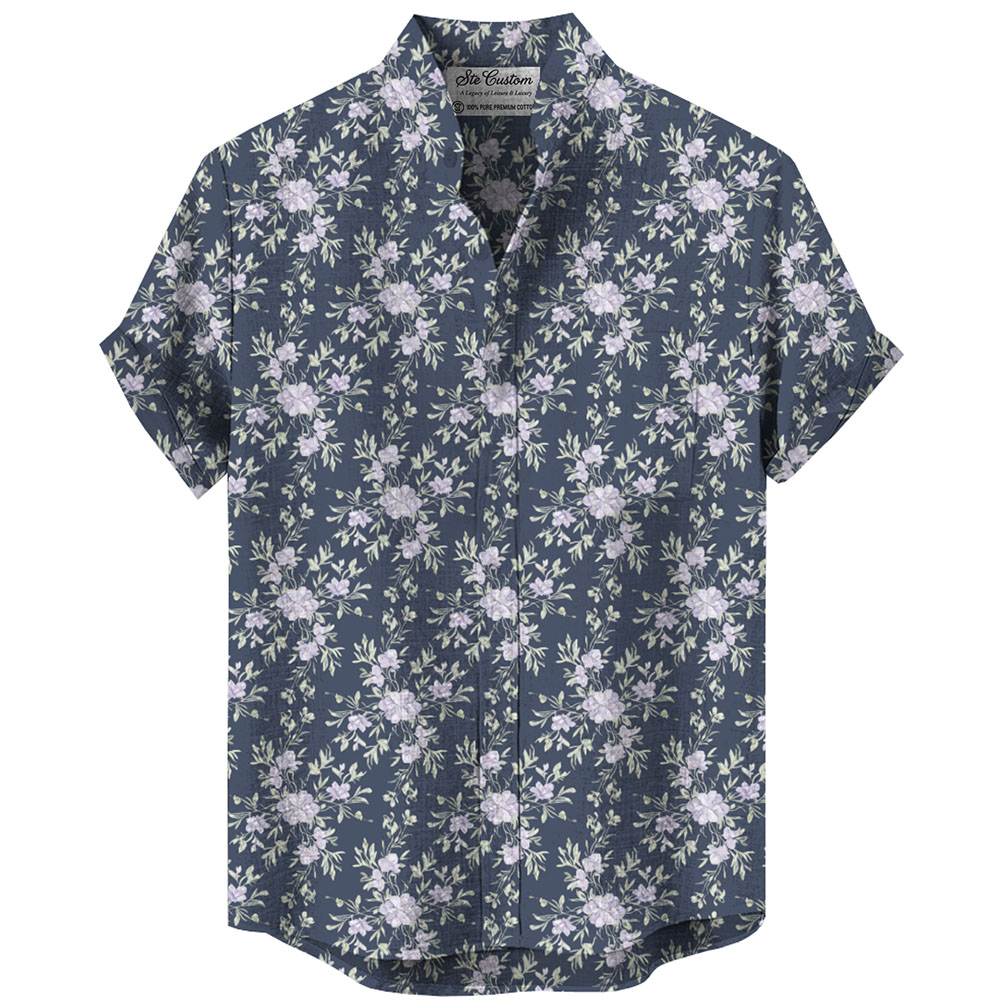 Ste™ Botanical Heritage Custom Premium Stand Collar Shirt Ste™ Botanical Heritage Custom Premium Stand Collar Shirt