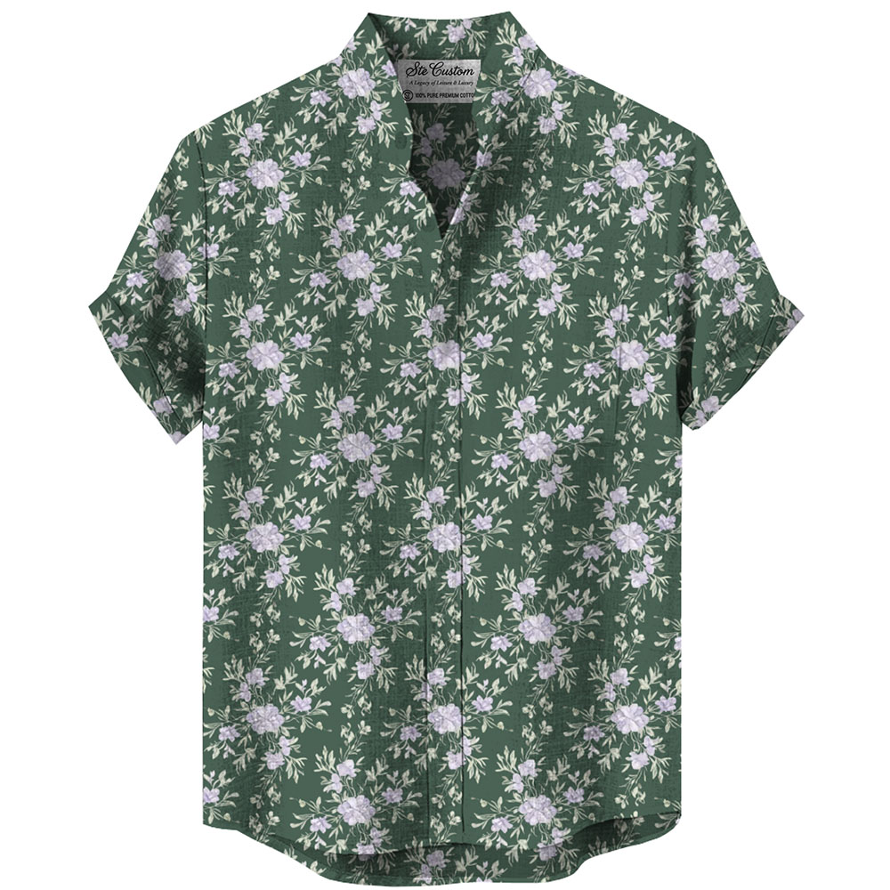 Ste™ Botanical Heritage Custom Premium Stand Collar Shirt Ste™ Botanical Heritage Custom Premium Stand Collar Shirt
