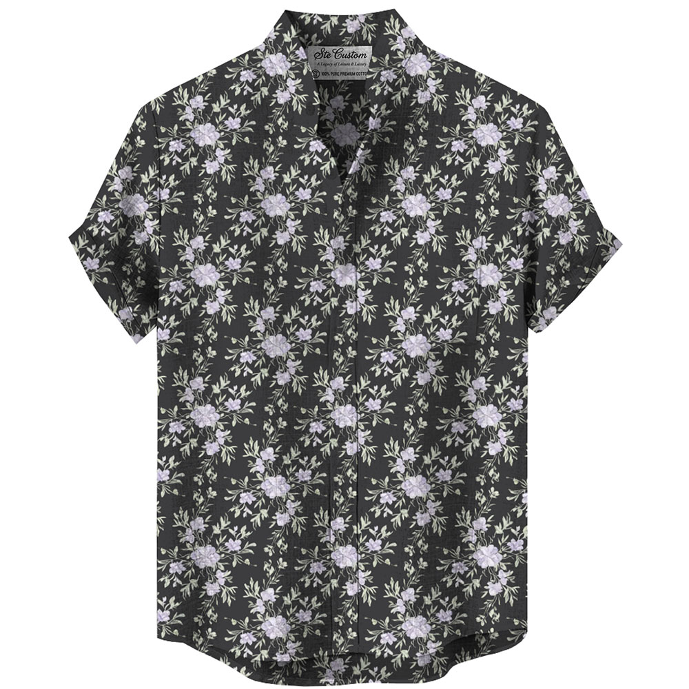 Ste™ Botanical Heritage Custom Premium Stand Collar Shirt Ste™ Botanical Heritage Custom Premium Stand Collar Shirt