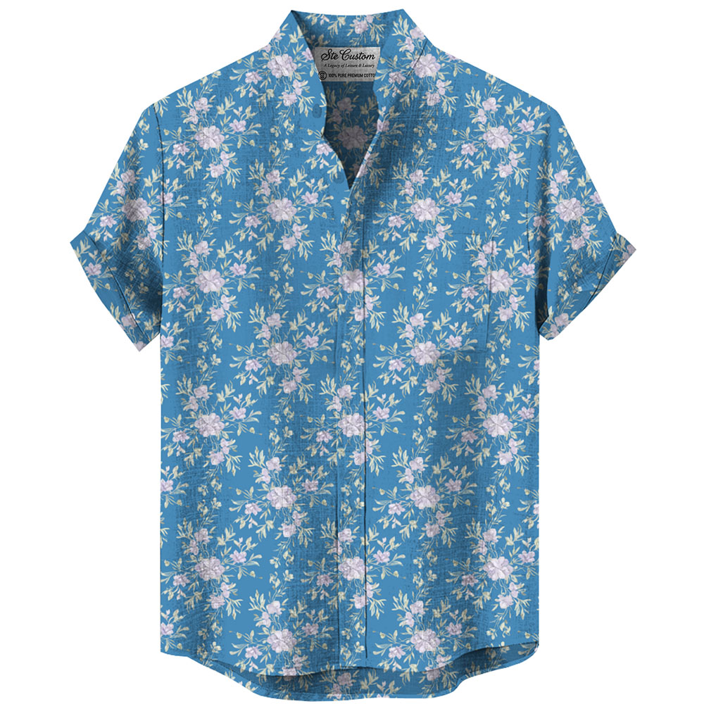 Ste™ Botanical Heritage Custom Premium Stand Collar Shirt Ste™ Botanical Heritage Custom Premium Stand Collar Shirt