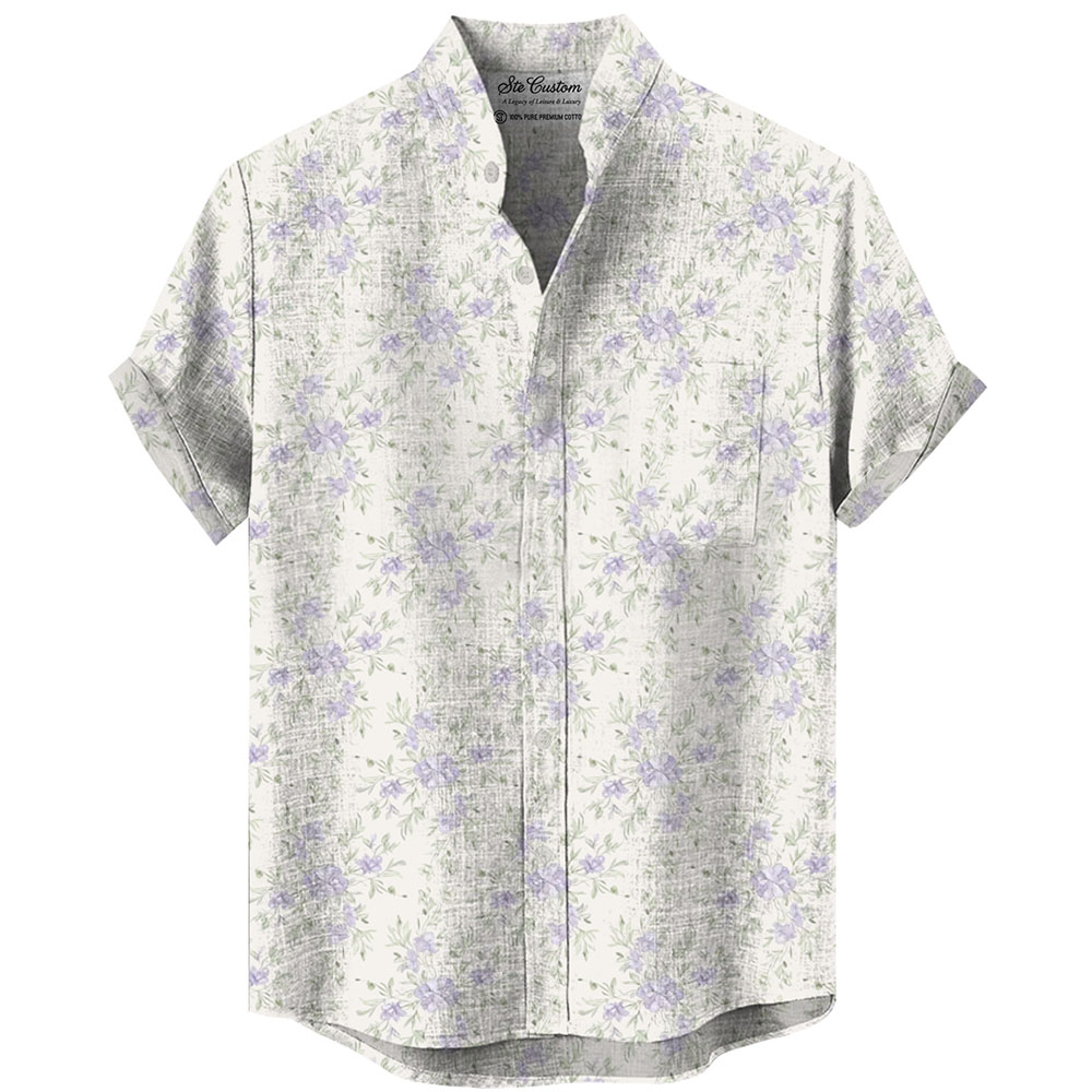 Ste™ Botanical Heritage Custom Premium Stand Collar Shirt Ste™ Botanical Heritage Custom Premium Stand Collar Shirt