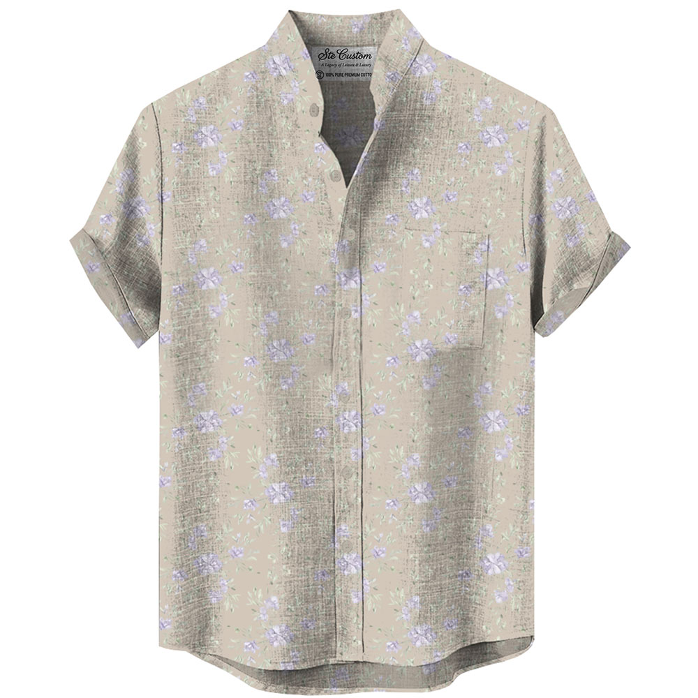 Ste™ Botanical Heritage Custom Premium Stand Collar Shirt Ste™ Botanical Heritage Custom Premium Stand Collar Shirt