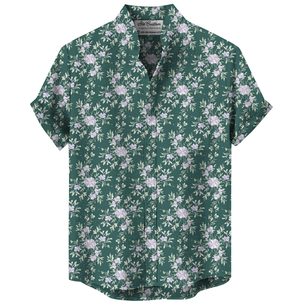 Ste™ Botanical Heritage Custom Premium Stand Collar Shirt Ste™ Botanical Heritage Custom Premium Stand Collar Shirt