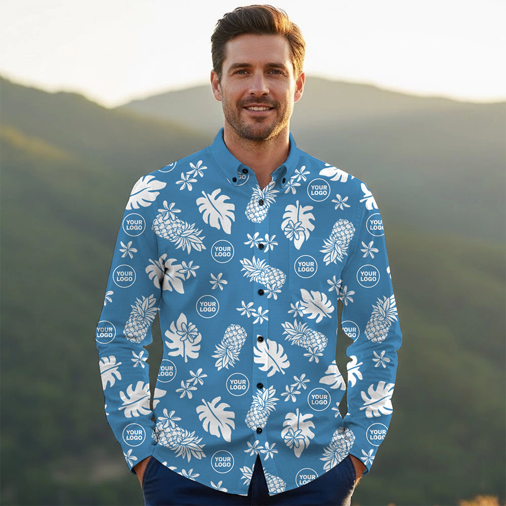 Ste™ Signature Pineapple Premium Hawaiian Long Sleeve Shirt Ste™ Signature Pineapple Premium Hawaiian Long Sleeve Shirt