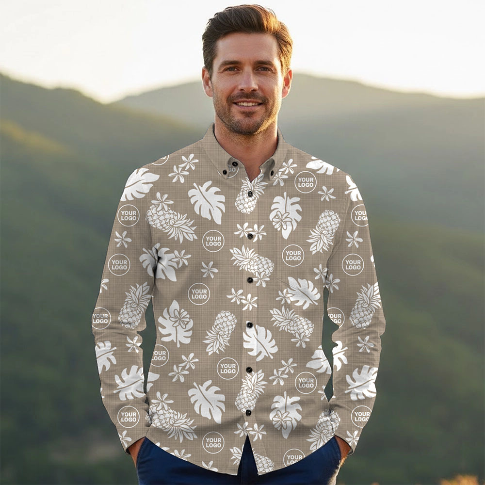 Ste™ Signature Pineapple Premium Hawaiian Long Sleeve Shirt Ste™ Signature Pineapple Premium Hawaiian Long Sleeve Shirt