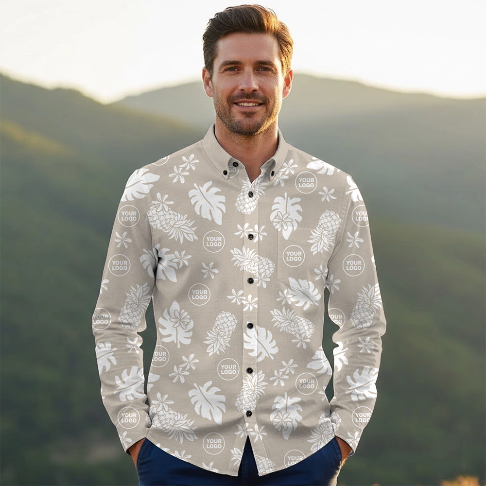 Ste™ Signature Pineapple Premium Hawaiian Long Sleeve Shirt Ste™ Signature Pineapple Premium Hawaiian Long Sleeve Shirt